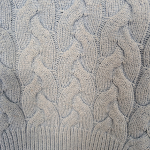 WOMANCE BABY BLUE CABLE KNIT SWEATER SIZE SMALL - Picture 3 of 7